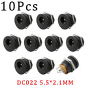 10Pcs DC Power Jack Socket Connector 5.5*2.1mm 3.5x1.3mm Male Female DC005 DC022 DC099 DC plug socket Nut Panel Mount Adapter