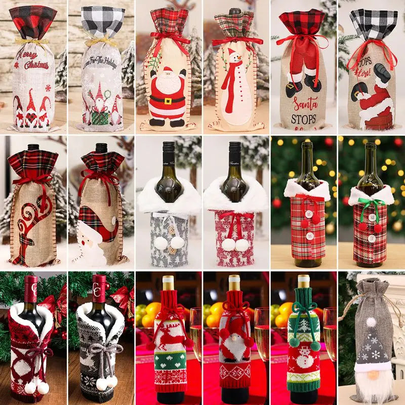 Christmas Wine Bottle Cover Merry Christmas Decorations For Home Christmas Ornament Xmas Table Decor New Year 2025 Navidad Gift