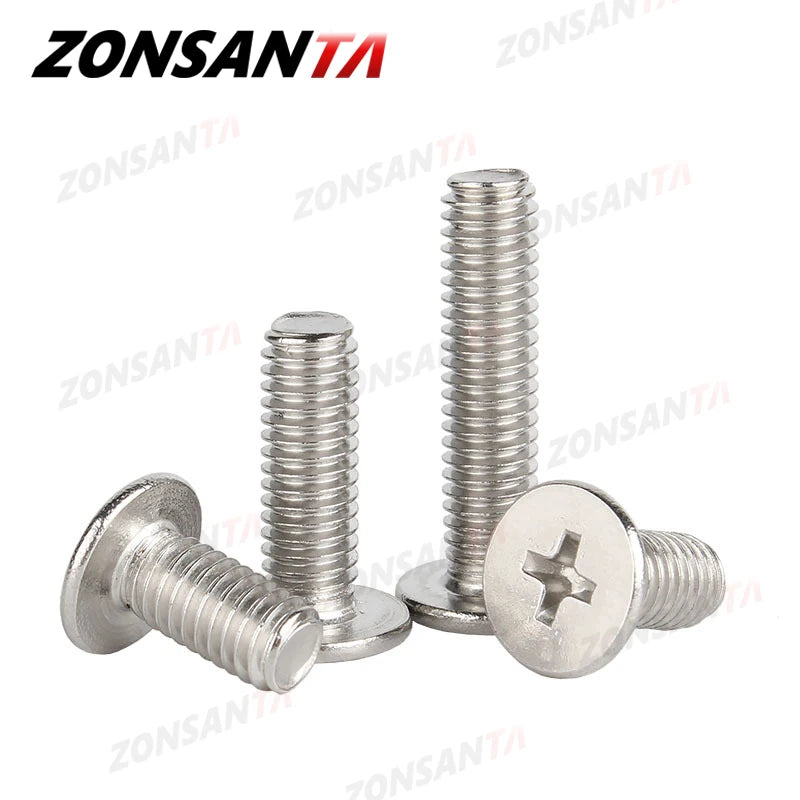 ZONSANTA M2 M2.5 M3 M4 M5 M6 304 Stainless Steel Cross Phillips Ultra Thin Super Flat Wafer Head Screw notebook  Laptop Bolt