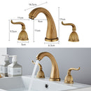 Gold Faucets Bathroom Golden Widespread Faucet Double Cystal Handle Three Hole Wash Basin Tap Hot Cold Mixer ELF1516G