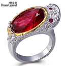 DreamCarnival1989 New Design Feminine Zircon Ring for Women Cap Look Big Red Stone Cute Duck Wedding Engagement Jewelry WA11737