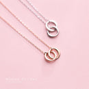 Modian New Irregular Geometric Round Interlock Sterling Silver 925 Pendant Necklace for Women Link Chain Fine Jewely Girl Gift