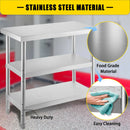 SucceBuy Stainless Steel Work Table Storage Shelve Commercial Kitchen Food Prep with Installation for Projects Cafeteria Hotel