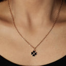 Simple Style Black Color Enamel Clover Necklaces & Pendants for Women Girl Femme Bijoux Colar Valentine's Day Trinket