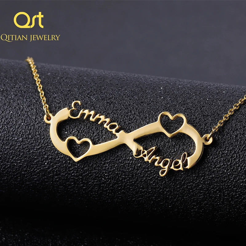 Stainless Steel Custom Name Necklace Personalized Rose Gold Silver Infinity Pendant Friendship Necklace Jewelry Best Friend Gift
