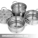 SucceBuy 5-Lagen Dampfgarer 28-30cm Edelstahl Suppentopf für Zuhause zum Dämpfen von Knödeln, Gemüse, Reis und Dampfgerichten