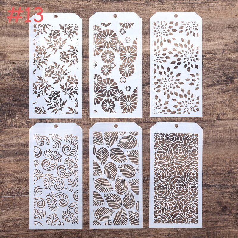 6 PCS 12*24 cm Seamless Stencil for Scrapbooking Painting album Paper Card Making Craft Decorative Embossing Template