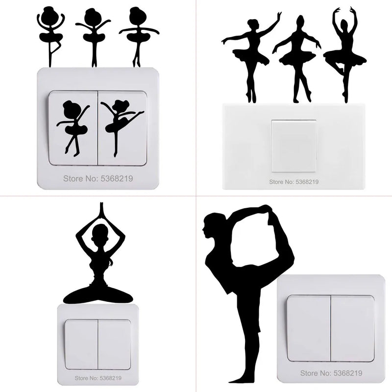 Kids Room Children Bedroom Wall Switch Decoration Sports Sticker Football/Basketball/Tennis/Figure Skating/Surfing/Yoga/Climbing