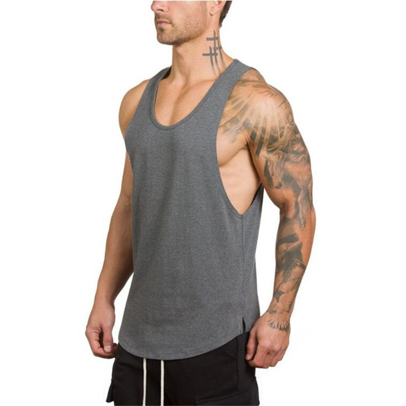 Brand Gym Stringer Clothing Bodybuilding Tank Top Men Fitness Singlet Sleeveless Shirt Solid Cotton Muscle Vest Undershirt