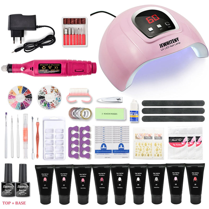 Nail Set 114W/54W UV LED Nail Lamp Dryer 20000RPM Machine Polish Nail Drill And Nail Extension Crystal Paste Nail Art Kit