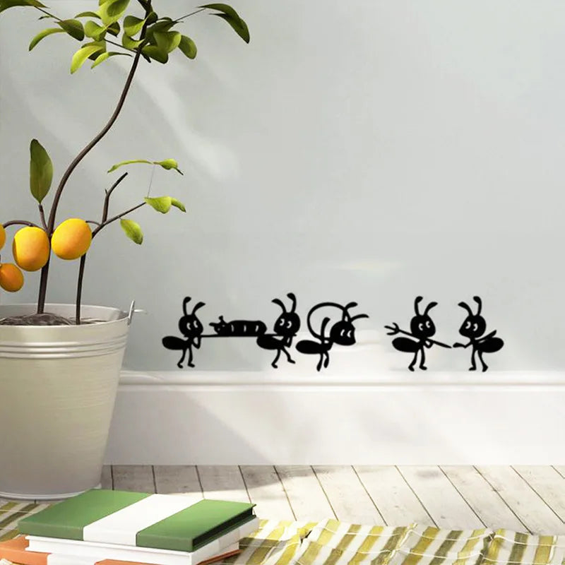 Cartoon Black Ants Move Wall Sticker for children's Rooms Home Decor Glass Windows Decoration Poster Mural Art Decals Stickers