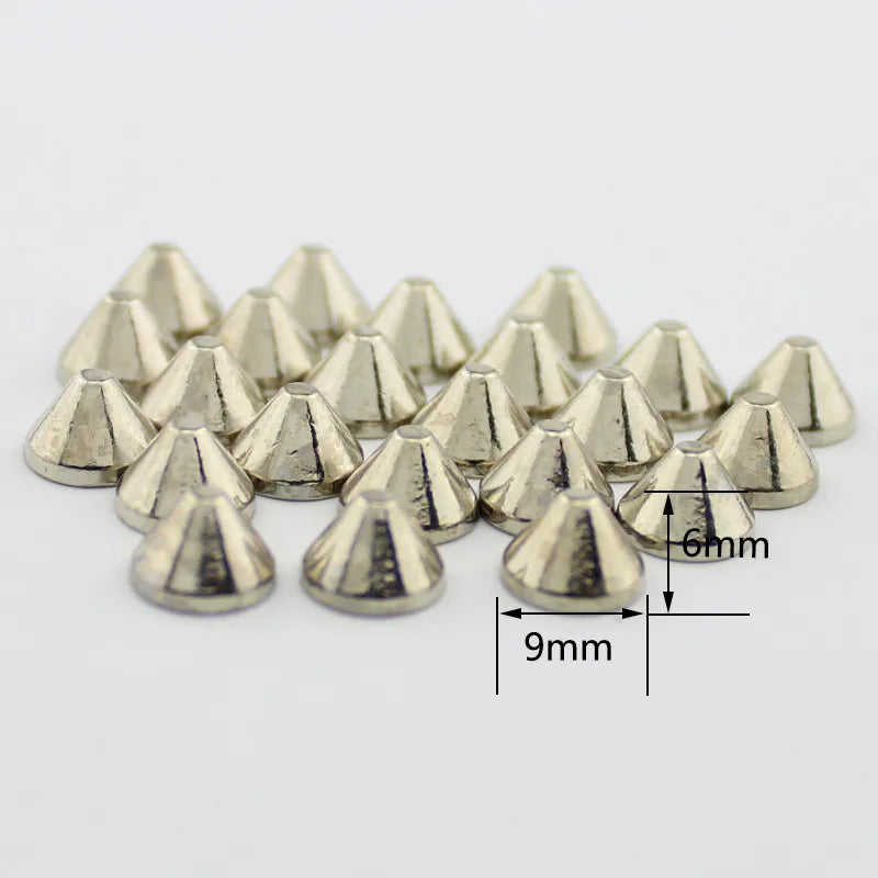 50pcs 9x6mm Silver Gold Thorns Spikes Rivets For Leather Punk Rivets Bullet With Screws DIY Tire Studs And Spikes For Clothes