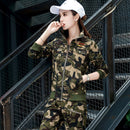 2022 Conjunto Feminino Women's Cotton Casual Spring Camouflage Army Green Two Piece Set 3XL 4XL 5XL Autumn Survetement Clothing