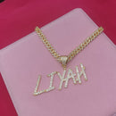 Personalisierte Namenskette mit 9MM Zirkonia Cuban Chain für Damen und Herren, scharfer Bubble-Letter-Anhänger, Hip Hop Schmuck