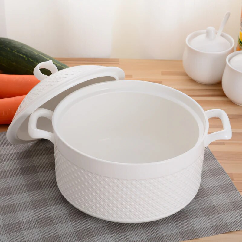Ceramic Soup Pot Nordic Phnom Penh Pure Color Round with Cover Bowl Tableware Household Kitchen Supplies Cooking Utensils