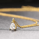 Waterdrop Crystal Pendant Necklace for Women Korean Fashion Gold Color Geometric CZ Choker Chain on Neck Accessories Jewelry
