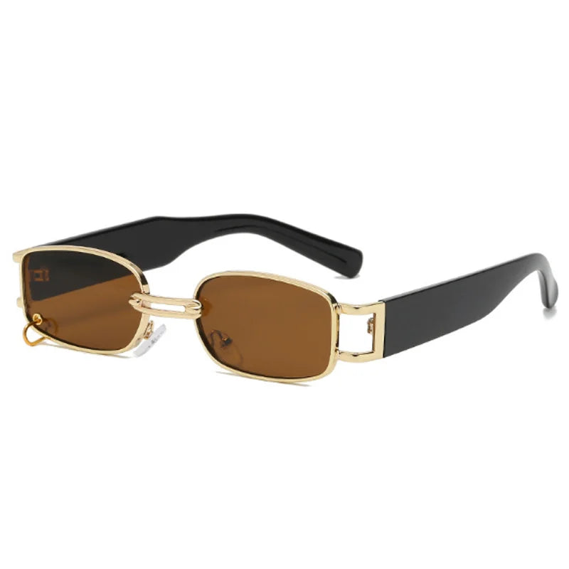 Fashion Punk Square Sunglasses Women Luxury Brand Small Frame Sun Glasses Female Rectangle Metal Mirror Oculos De Sol Feminino