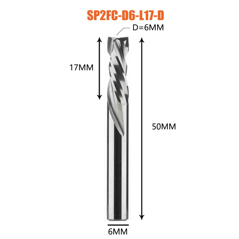 Compression milling cutter woodwork UP &amp; DOWN Cut Two Flutes Spiral Carbide Milling Tool CNC Router Wood End Mill Cutter Bits