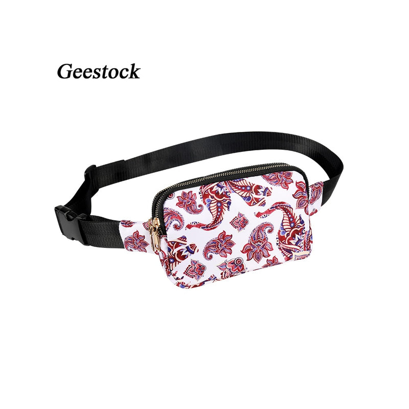 Geestock Women Waist Pack Black Bum Bag Festival Dual Zipper Belt Bag luLuxury Designlu Fashion Fanny Pack for Hiking Running