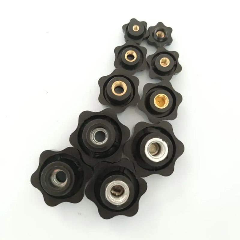 5PCS M4 M5 M6 M8 M10 M12 Plum Hand Tighten Nuts Handle Thread Mechanical Black Thumb Nuts Clamping Knob Manual Nuts Perforated