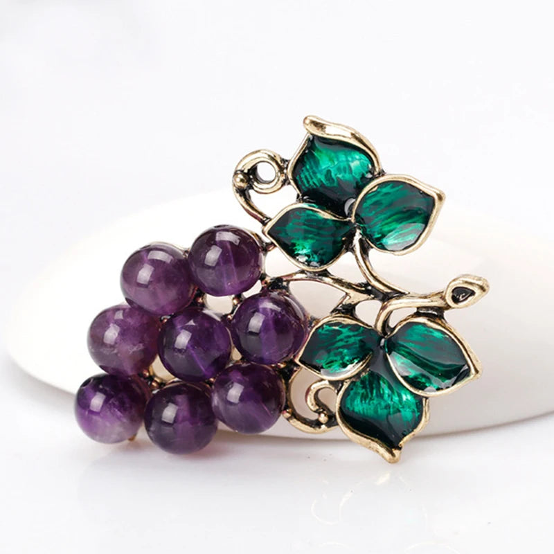 Wuli&baby Purple Stone Grape Brooches For Women Party Office Causal Brooch Pins Gifts