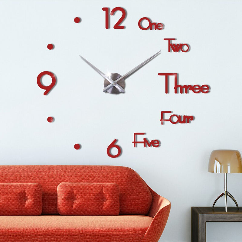 New 3D DIY Large Wall Clock Modern Design Wall Sticker Clock Silent Home Decor Living Room Acrylic Mirror Nordic Wall Clock