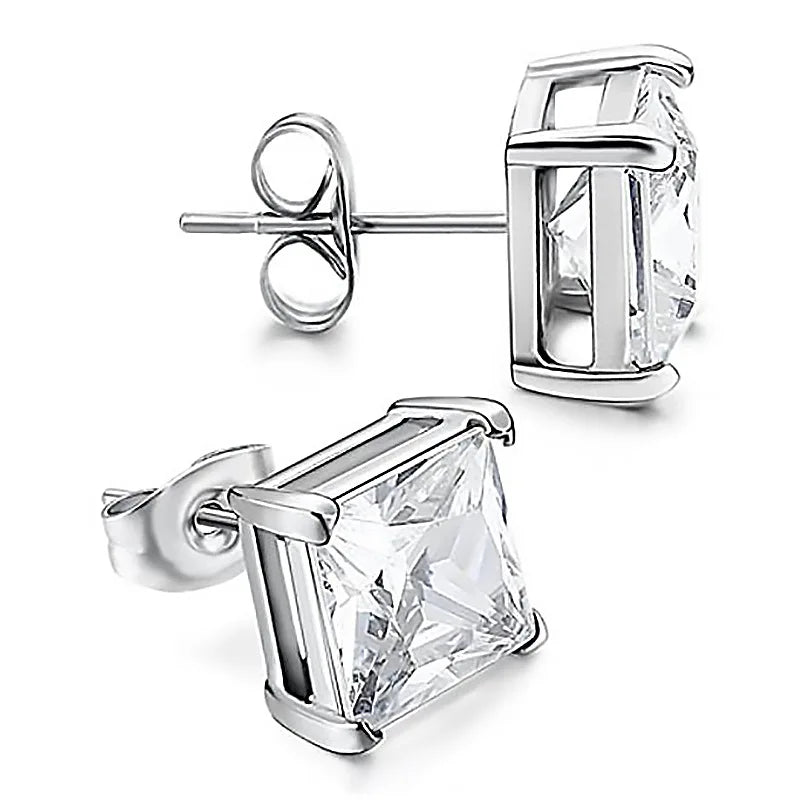 ANZIW Square 925 Silver Stud Earrings For Women Men Zirconia Diamond Earring Wedding Engagement Bridal Jewelry Certified Gifts