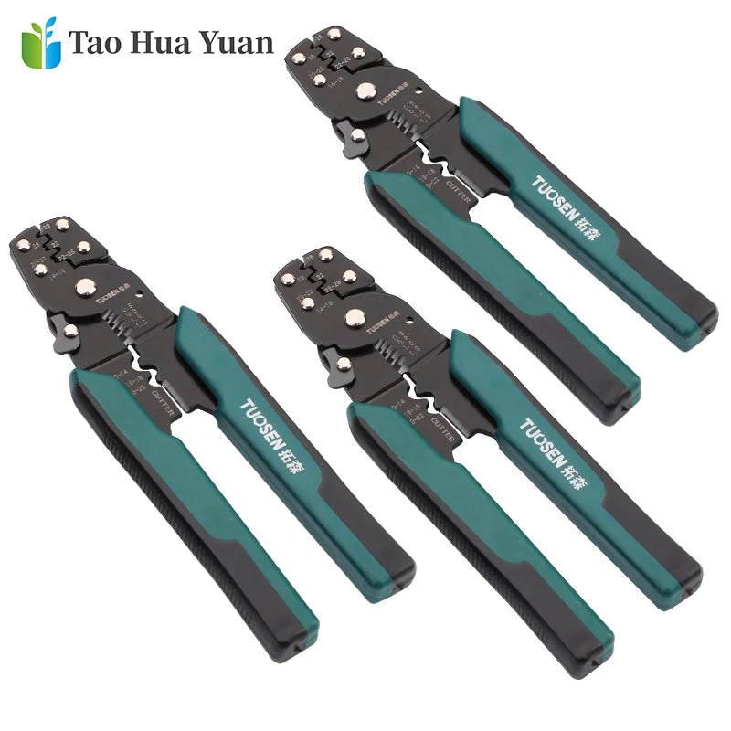 Tao Hua Yuan Crimping Tool Crimping Plier Wire Stripper Cutter Crimper WireTool 10-22AWG Quadrilateral Tube Bootlace Terminal AA