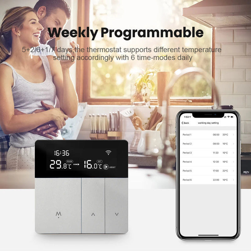 AVATTO WiFi Smart Thermostat Temperature Controller，100-240 V Tuya APP Remote Control,Work with Alexa Google Home Yandex Alice