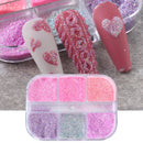 6 Grid Snow Crystal Nail Glitter Powder Sparkly Ice Chrome Flakes Reflective Thin Sequins Autumn Winter Nail Art Decoration LAXR