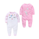 2pcs/lot baby rompers Baby Girl Clothes Full Sleeve 100%Cotton Cartoon Print Overalls Newborn Baby Footies Toddler Jumpsuit