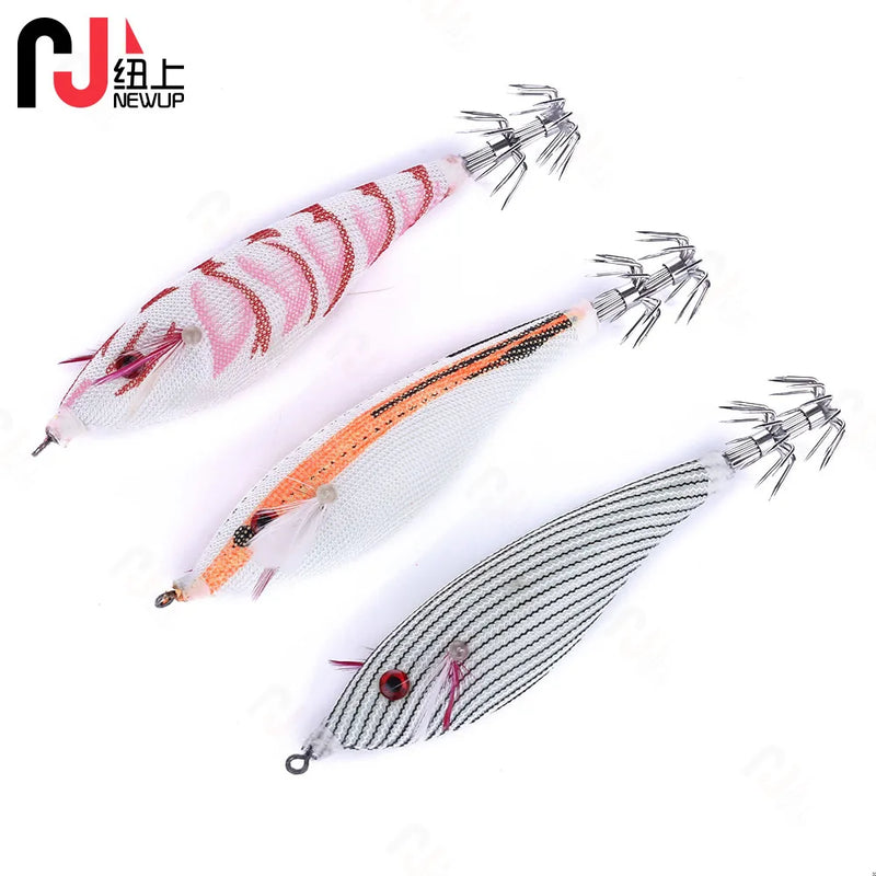 1PCS 9.6g/10cm Luminous Squid Jig Fishing Wood Shrimp Lure Squid Cuttlefish Jigs Lures Spinnerbait Fishing Baits