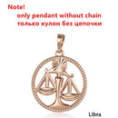 Zodiac Sign 12 Constellation Pendant Necklace 585 Rose Gold Color Horoscope Necklace Mens Chain Gift Fashion Jewelry GPM21