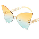 Unique Oversized Rimless Butterfly Sunglasses Orange Gradient women's glasses Big Cat Eye Fashion Shades Letter Temples UV400