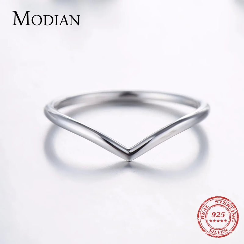 Modian 3 Style Real 925 Sterling Silver Stackable Simple Ring Clear CZ Fashion Instagram Jewelry For Women Couple Gift Rings