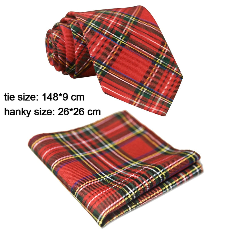 Checked Plaid Scottish Tartan Red Crimson Gray Grey Green Yellow Blue Mens Ties Neckties Free Shipping Suit Gift For Men