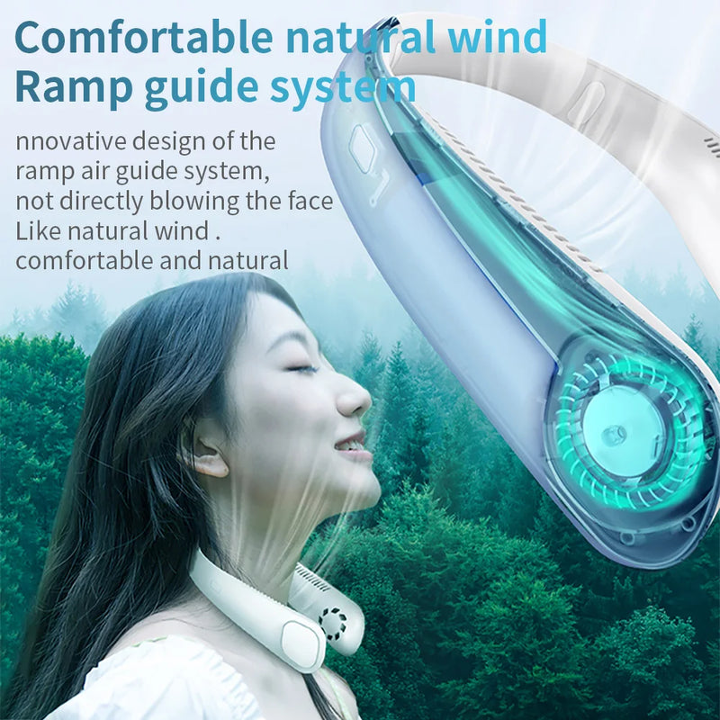 NEW 9000 MAh Neck Fan Bladeless USB Rechargeable  Leafless Wearable Hanging Fans Portable Air Cooler Cooling Mute Fans