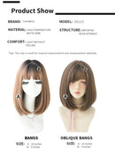 7JHH WIGS Omber Brown Wigs With Side Bangs For Girl Bob Straight Hair Fashion Noble Heat Resistant Synthetic Wigs Women