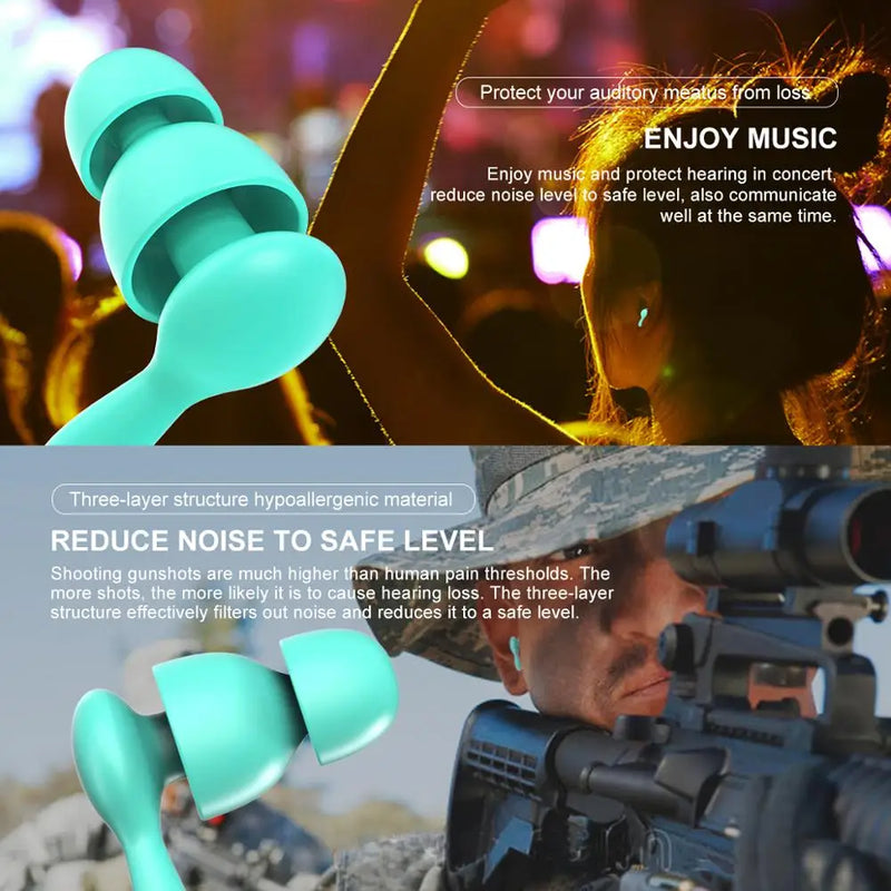 2 Pairs/Pack Anti-Noise Ear Plug Sound Insulation Ear Protection Earplugs Sleeping Plugs Waterproof Silicone Swim Earplugs Soft