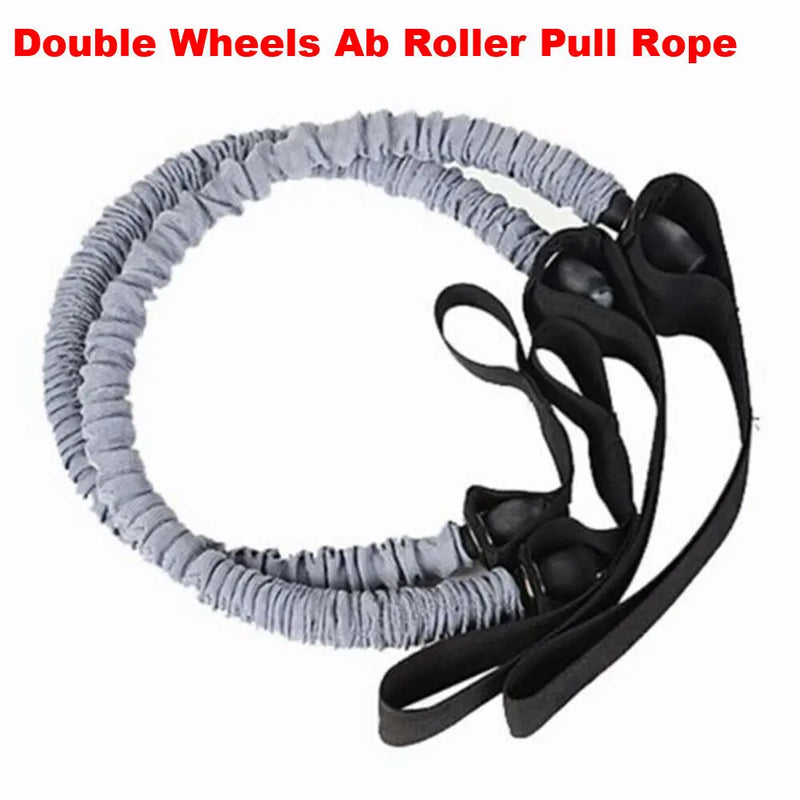 2PC Waist Abdominal Slimming Equipment Double Wheels Ab Roller Stretch Trainer Resistance Exercise Fitness Elastic Pull Rope