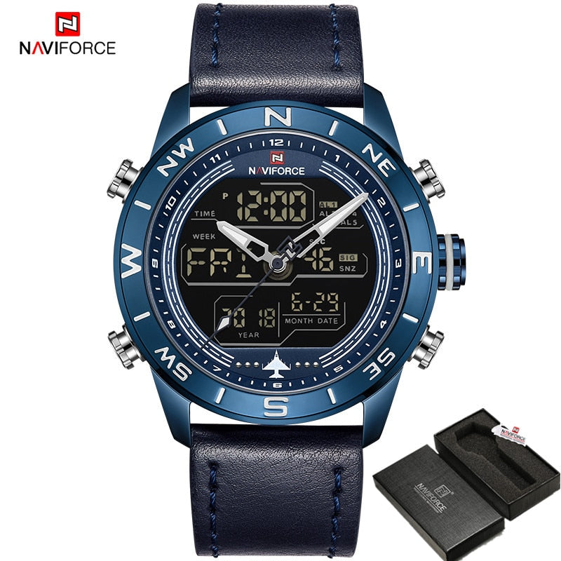 NAVIFORCE Sport Watches for Men Top Brand Luxury Military Leather Men&