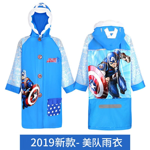 Captain High Quality kids Raincoat Inflatable Cap Children US Captain  Rainproof Poncho Boys Rainwear Rainsuit Outdoor gifts