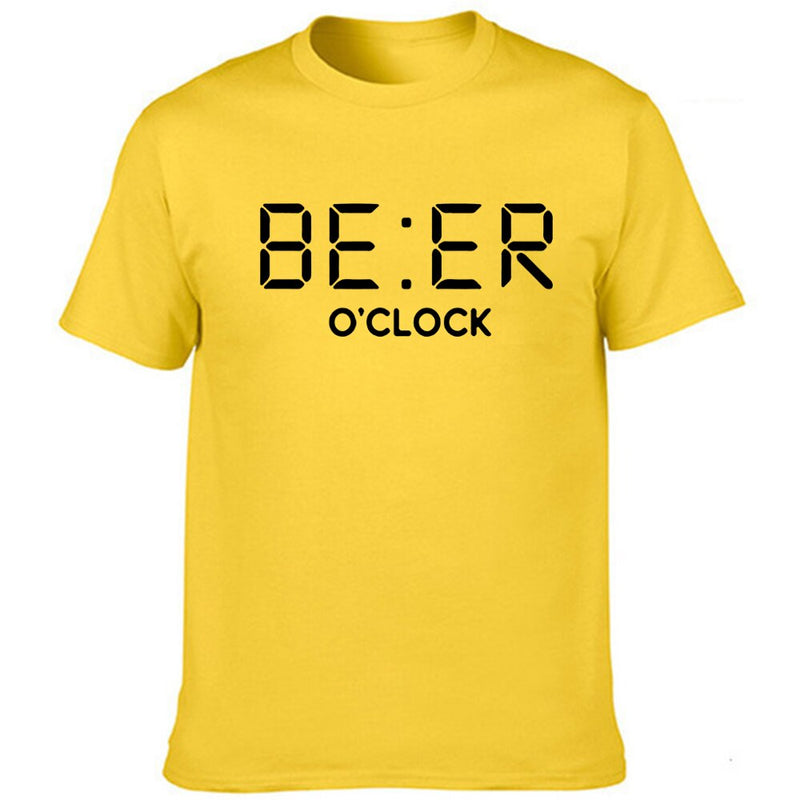 Men T Shirt Funny BEER OCLOCK Print Short Sleeve Tee Shirts Cool Summer Clothes Male Round Neck Streetwear Harajuku Graphic Tees