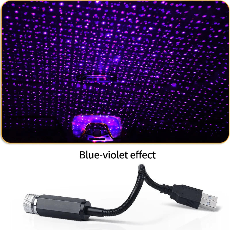 Mini LED Car Roof Star Light Laser Atmosphere Ambient Projector USB Decorative Lamp Multiple Car Interior Decor Light Red Blue