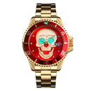 SKMEI Herren Quarz Totenkopf-Uhr Herren Edelstahl Skelett Kreativ Uhren Männlich Uhr Wasserdicht Armbanduhr Relogio Masculino