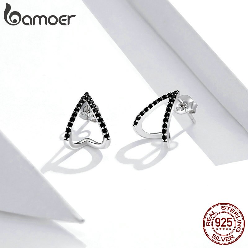 bamoer Simple Geometry Stud Earrings for Women 925 Sterling Silver Ear Pins Jewelry 2020  New Design earring Brincos SCE924