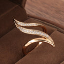 Kinel New Fine Hyperbole Curve Women Rings White Round Micro Wax Inlay Natural Zircon 585 Rose Gold Fashion Jewelry Unique Ring
