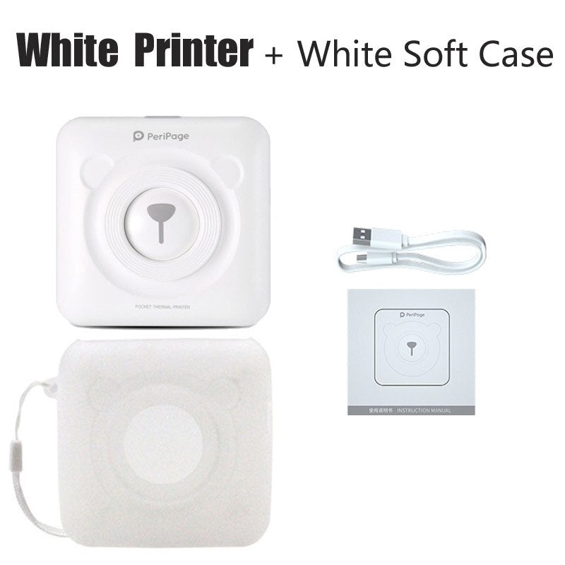 Peripage A6 MIni  Photo Printer Portable Thermal  Pocket  Printer Inkless 203dpi  Wireless Bluetooth PC IOS Android Soft Case