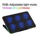 Coolcold RGB Licht Basis Kühler Notebook Sechs LED Lüfter 10-15.6 Zoll Gaming Laptop Kühler Kühlpad mit Telefonhalter