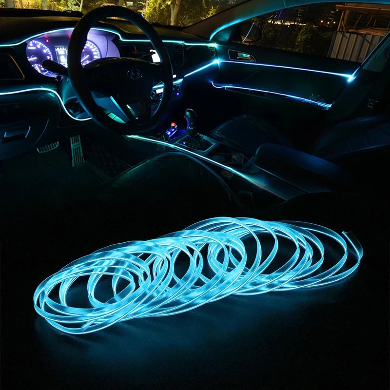 EL Wire Car Interior Lights Ambient LED Flex Rgb Strip Auto Flexible Atmosphere Neno Tube Soft USB Lamp Lighting Rope Tape Light